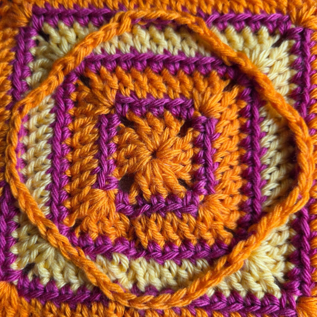 center of a free crochet square pattern